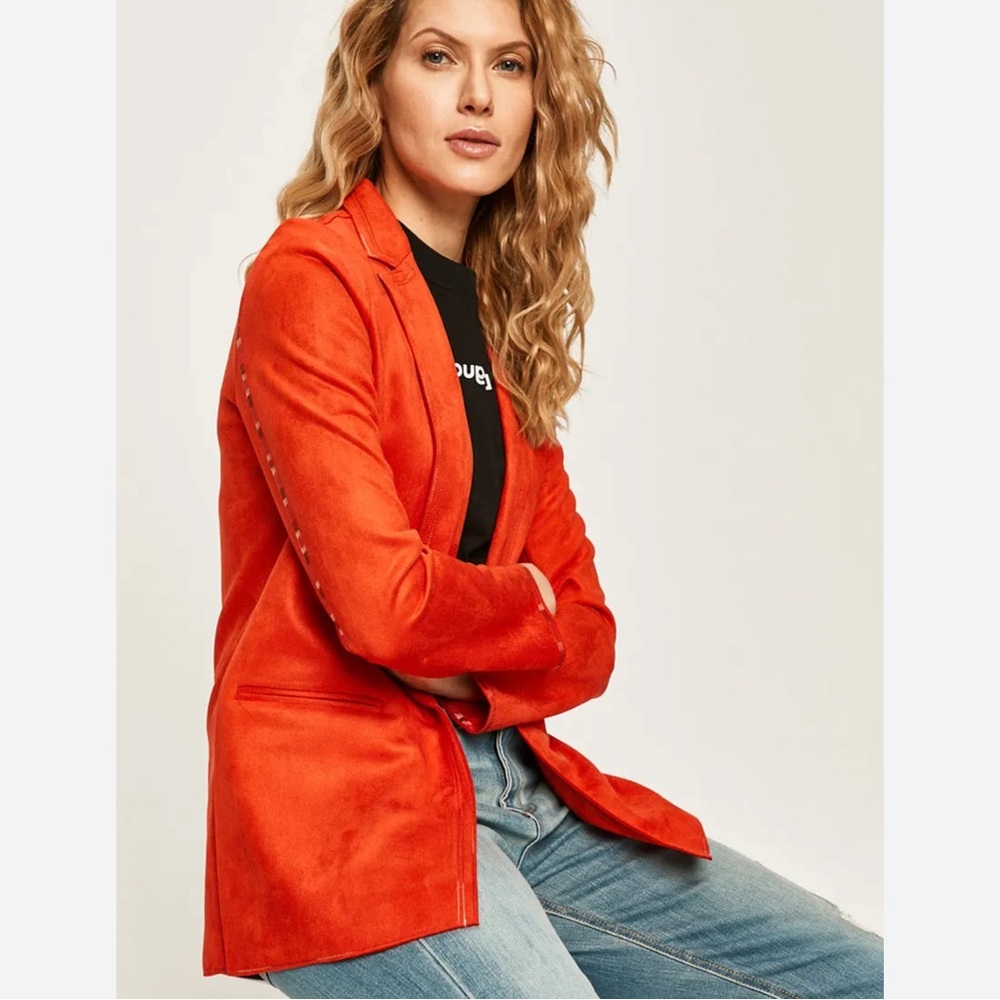 Desigual NWT One Button Coral Stitched Blazer - Small